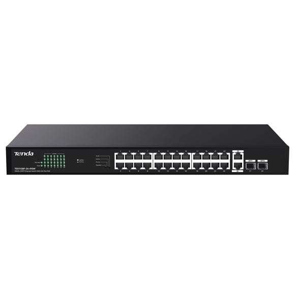Conmutador PoE Tenda TEG1128P de 24 puertos Gigabit con 24 puertos PoE+ de 410 W