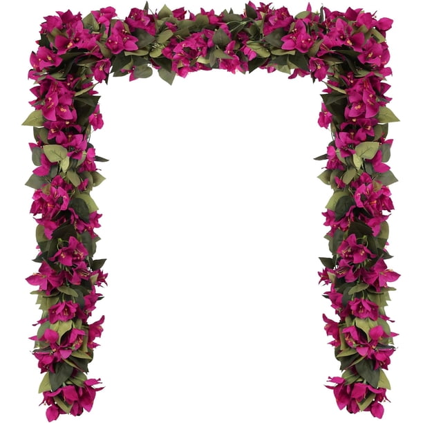 Guirnalda de buganvillas Artificiales, 4 guirnaldas de Flores Rosadas, Seda sintética, buganvillas para decoración Artificial para Boda, Arco, Mesa, jardín (Rosa Profundo)