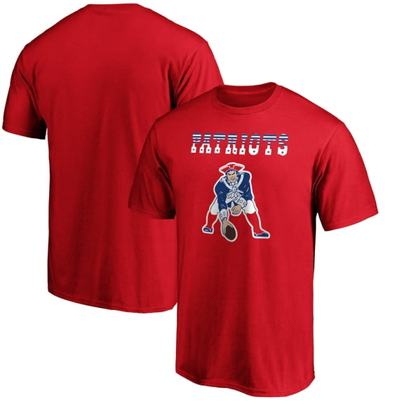 Men's Red New England Patriots Logo Team Lockup T-Shirt