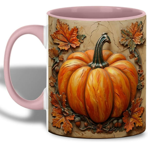 Fall Danhjin Fall Coffee Mugs, Ceramic Fall Mugs with Pumpkin Fall Leaf Acorns Patterns for Thanksgiving Coffee Hot Cocoa, Fall Home Decor Cozy Gift, Dishwasher Safe
