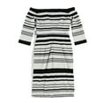 thumbnail image 2 of Bar III Women's 3/4 Sleeve Hidden Back Zip Closure Bodycorn Dress M/Black/White Stripe, 2 of 2