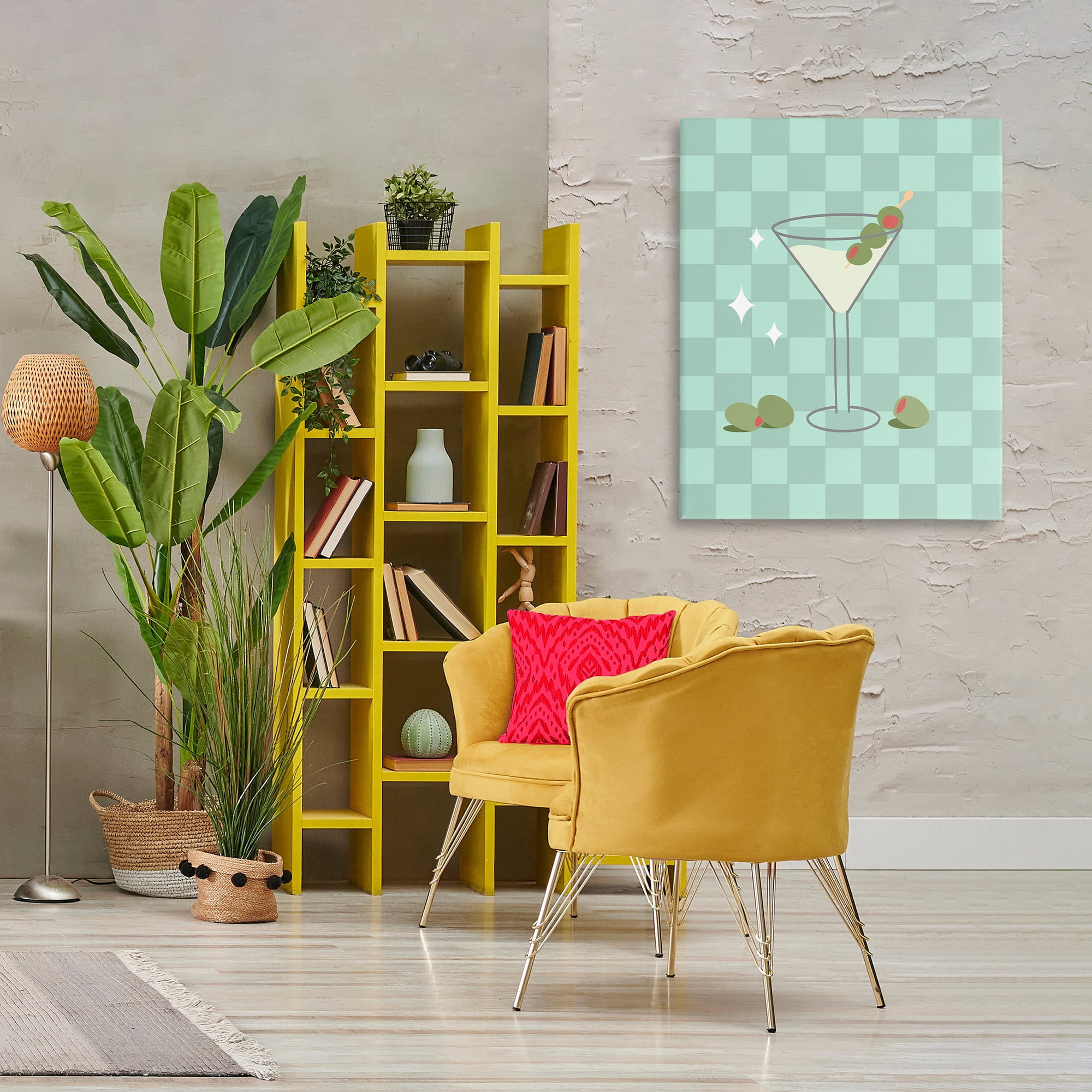 Stupell Industries Checkered Dirty Martini Food & Beverage Painting Wrapped Canvas Art Print Wall Art, 30 x 40