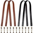 thumbnail image 2 of 1bag 4sets 2 colors Faux Leather bag Handles with Iron Rivets 60x1.85cm PU Leather bag Strap Replacement Handbag Handle Belt for bag Making Supplies Hole: 3mm, 2 of 9