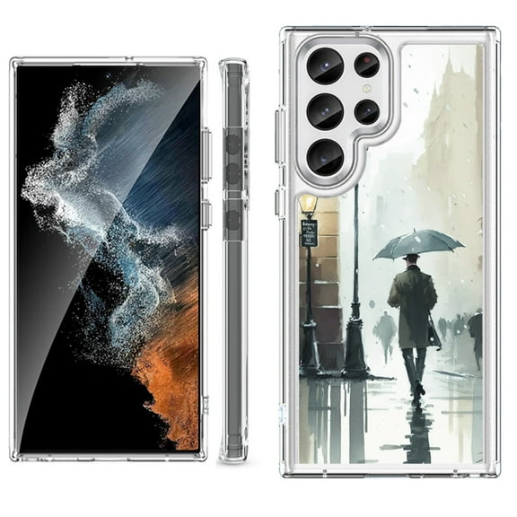 Shockproof Bumper Phone Case for Samsung Galaxy S23 Ultra 5G, by OneToughShield ยฎ - City in the rain