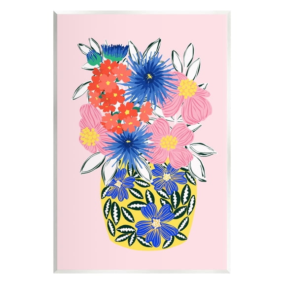 Stupell Industries Patterned Bouquet Vase Botanical & Floral Painting Unframed Art Print Wall Art, 10 x 15