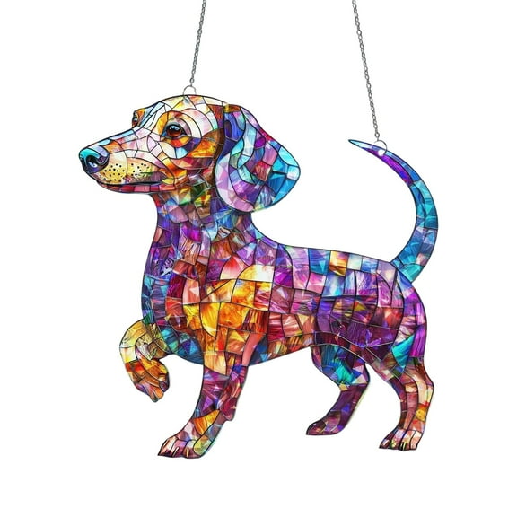 Select Dachshund Sun Catcher - Dachshund Window Hanging Suncatcher, Sun Catchers Indoor Outdoor Window, Dachshund Dog Stain Glass Window Hanging Ornament Gifts, Dog Decor Garden Courtyard Suncatchers