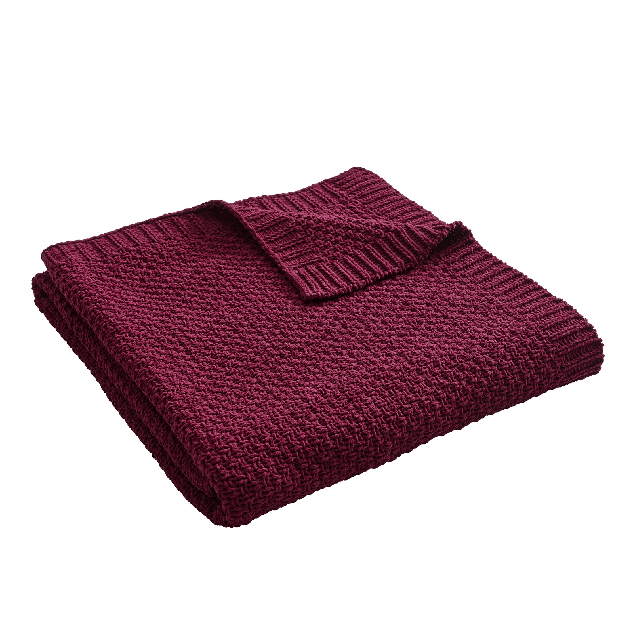 Better Homes & Gardens Chenille Knit Super Soft Oversized Throw Blanket, Merlot Wine