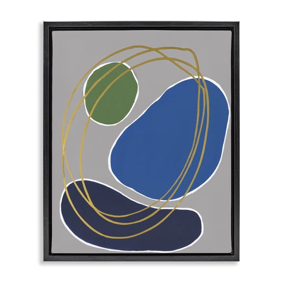 Stupell Industries Modern Oblong Geometric Shapes Black Floating Frame Canvas Art, 17 x 21, by Regina Moore