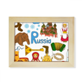 thumbnail image 1 of Rusia Landscap animales bandera nacional Escritorio de madera Arte Pintura 6x8 pulgadas marco de foto foto, 1 of 4