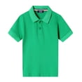 thumbnail image 2 of LittleSpring Big Boys Polo Shirts Size 10 Short Sleeve Green Uniform T-shirts Collared Cotton Tops Back to School Clothes, 2 of 6