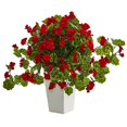 thumbnail image 2 of NearlyNatural 6367-RD Geranium Artificial Plant in White Tower Planter, 2 of 3
