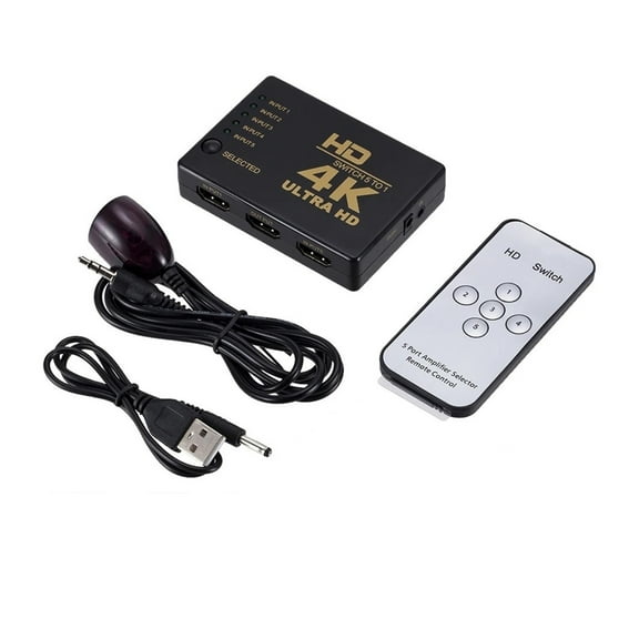 Compatible Switcher 4K HD 1080P 5 Port HD KVM Switch Selector Splitter with Hub IR Remote Controller