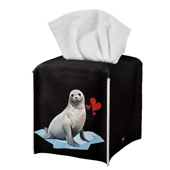 FUIALDOLG Decorative Tissue Box Cover Square - Waterproof PU Leather Tissues Cube Boxes Holder Aesthetic Desk Decor for Room, Home & Office - Seal