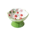 thumbnail image 1 of Green Ceramic Strawberry Slow Food Bowl Green Tall Design Anti Choking Pet Dish For Cats Dogs, 1 of 6