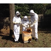 Buzz Beekeeping Supplies Professional Beekeeping Suit and Cowhide Gloves (1 Pair) Self-Supporting Fencing Veil and YKK Metal Zippers - Easily Take On and Off – Bee Family Car Stickers – X-Large