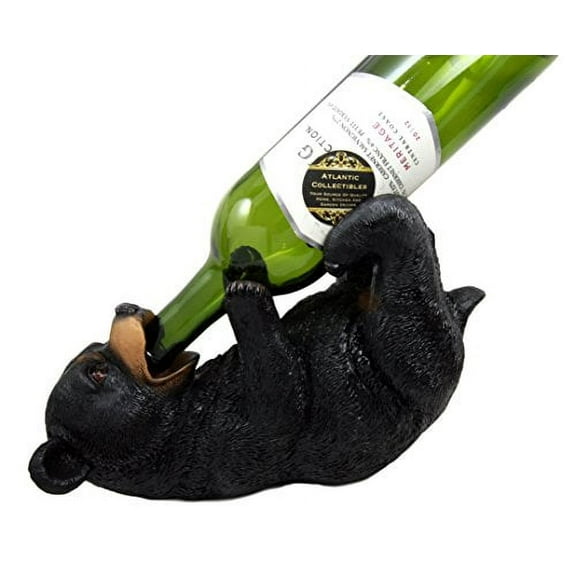 Atlantic Collectibles Big Black Bear Wine Oil Bottle Holder Figurine 10"Long