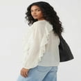 thumbnail image 2 of Forever 21 WGA Chiffon Button Front Ruffle Detail Blouse, Color- Ivory, Size- L, 2 of 5