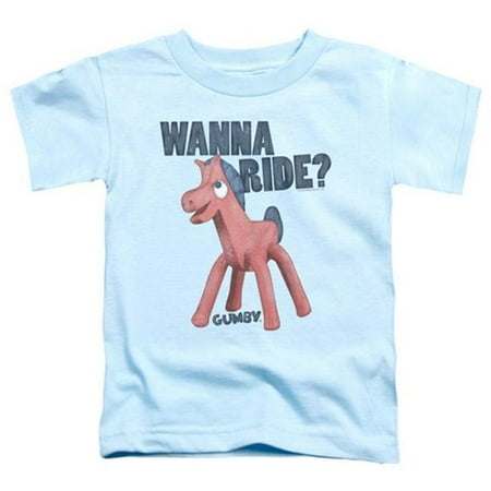

Trevco Gumby-Wanna Ride Short Sleeve Toddler Tee- Light Blue - Large 4T