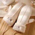 thumbnail image 2 of dianhelloya Women Mittens Hanging Neck Rope Plush Animal Embroidery/Label Thickened Cute Cold Resistant Super Soft Autumn Winter Girls Gloves for Daily 1 Pair D, 2 of 8
