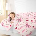 thumbnail image 4 of Manfei Pink Bowknot 7-Piece King Bedding,Cute Cherry Pattern King Bed in a Bag,Pink Reversible, 4 of 7