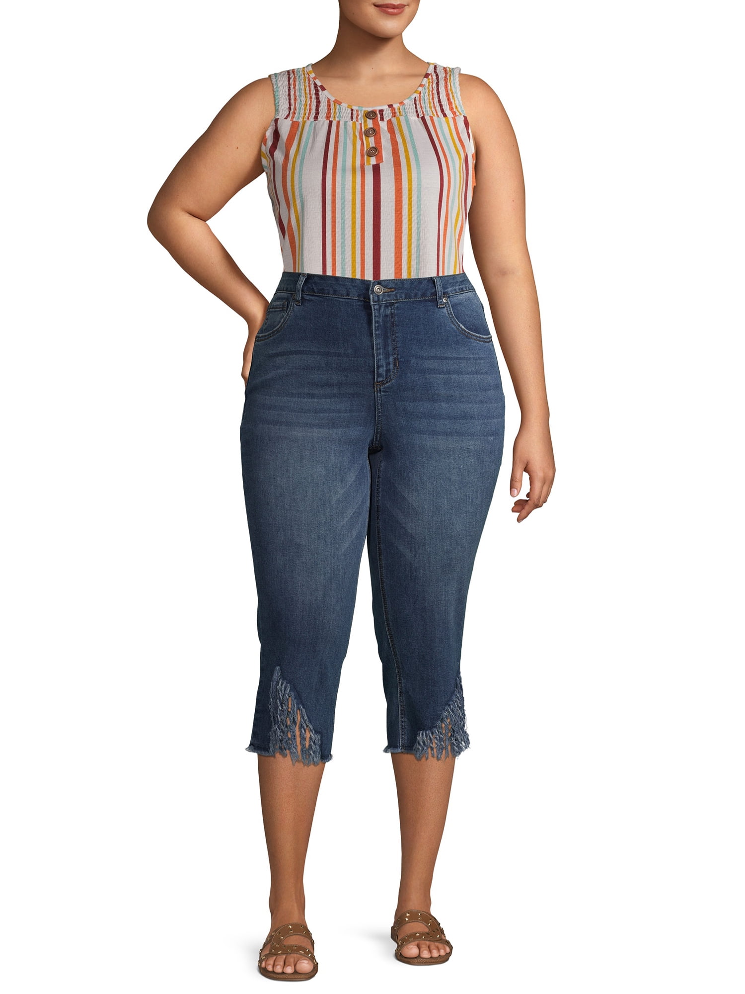 Alivia Ford Women's Plus Size Fray Hem Denim Jeans - Walmart.com