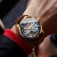 thumbnail image 6 of OLEVS Automatic Watches for Men Skeleton Brown Leather Band Large Face Self Winding Mechanical Mens Dress Watches Waterproof Easy to Read Luminous Business Casual Mens Wrist Watches Reloj Para Hombre, 6 of 14
