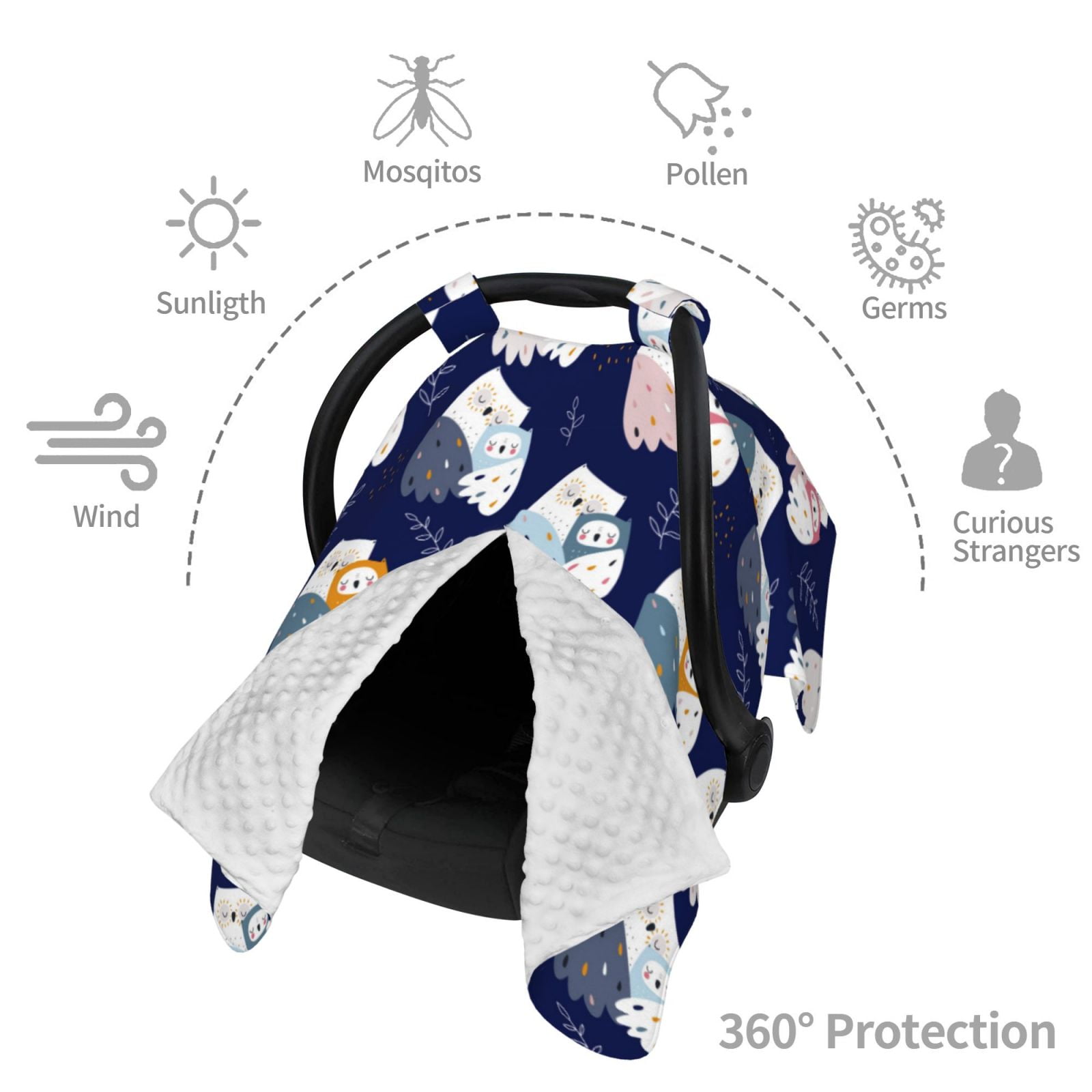 Car Seat Cover Baby - Mom And Baby Owls Breathable Infant Car Seat Cover for Baby Carseat, Lightweight Comfort Baby Essentials Must Haves Newborn Stuff for Girl Boy