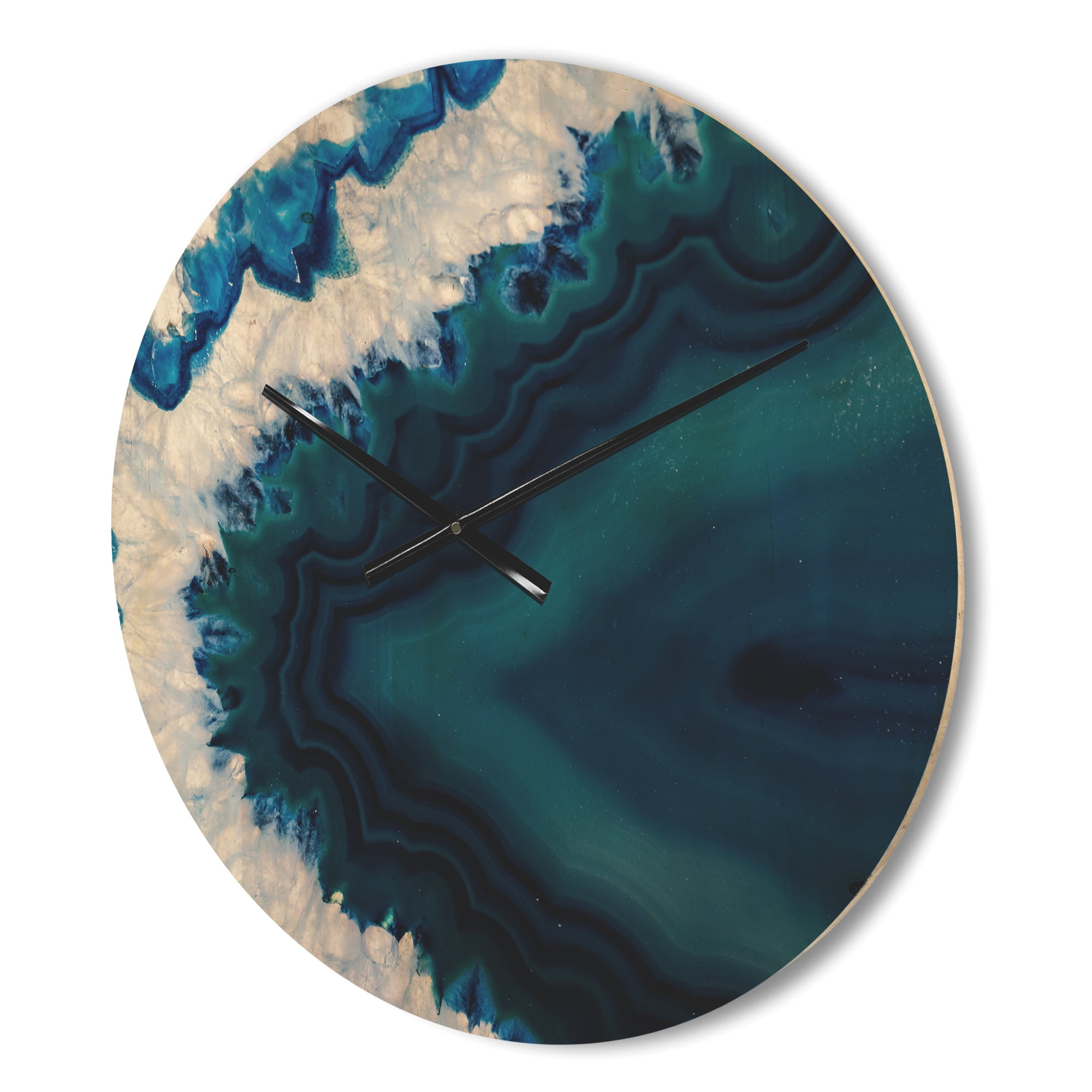 Designart 'Abstract Blue Brazilian Geode ' Modern Wood Wall Clock