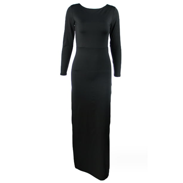 Vestido sexy de una pieza para mujer, vestido sin mangas, cuello en V profundo, vestido bodycon con abertura alta, vestidos largos (negro)