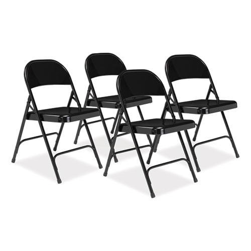 50 Series All-Steel Folding Chair, Supports Up to 500 lb, 16.75" Seat Height, Black Seat, Black Back | Bundle of 2