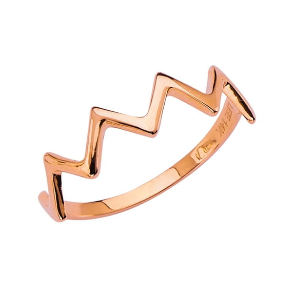 FB Jewels 14K Gold Ring Round Cubic Zirconia Pink Thunder-Shape Stackable Band Size 5