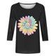 thumbnail image 4 of Camisetas Casuales de las Mujeres de Moda Impresa 3/4 Mangas Blusa Cuello Redondo para el Hogar Y Diario, 4 of 4