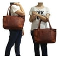 thumbnail image 2 of Women's Shoulder Tote Bag Office Purse Genuine Leather Laptop Brown Satchel Handbag, 2 of 6