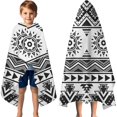 thumbnail image 3 of Black Geometric Striped Pattern Hooded Bath Towel，60"x35" for Ages 3 To 12 Kids, Quick Dry Lightweight Soft Microfiber Hood Beach Towel Cover Up for Kids, 3 of 7