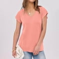 thumbnail image 4 of Liquidation! Hauts Grande Taille pour Femmes, Blouse à Manches Courtes d'Été pour Femmes, Blouse Décontractée à Manches Courtes Unie Col en V pour Femmes, 4 of 5