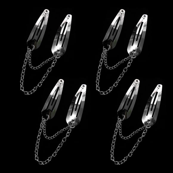 8 Uds. Pinzas para el pelo de Metal plateado, cadena con forma de corazón cruzado, pasadores para el pelo con colgante, Clips y pasadores para niñas, accesorios para el cabello