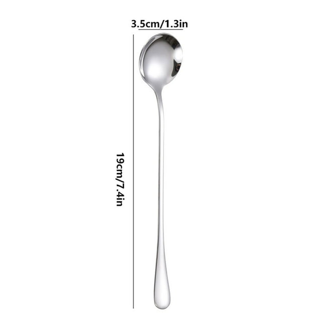 Cuillère à Mélanger en Acier Inoxydable pour Café et Crème Glacée à Long Manche, Cuillère à Café, Cuillère à Crème Glacée, Cuillère Ronde à Pointe Glacée, Cuillère à Crème Glacée