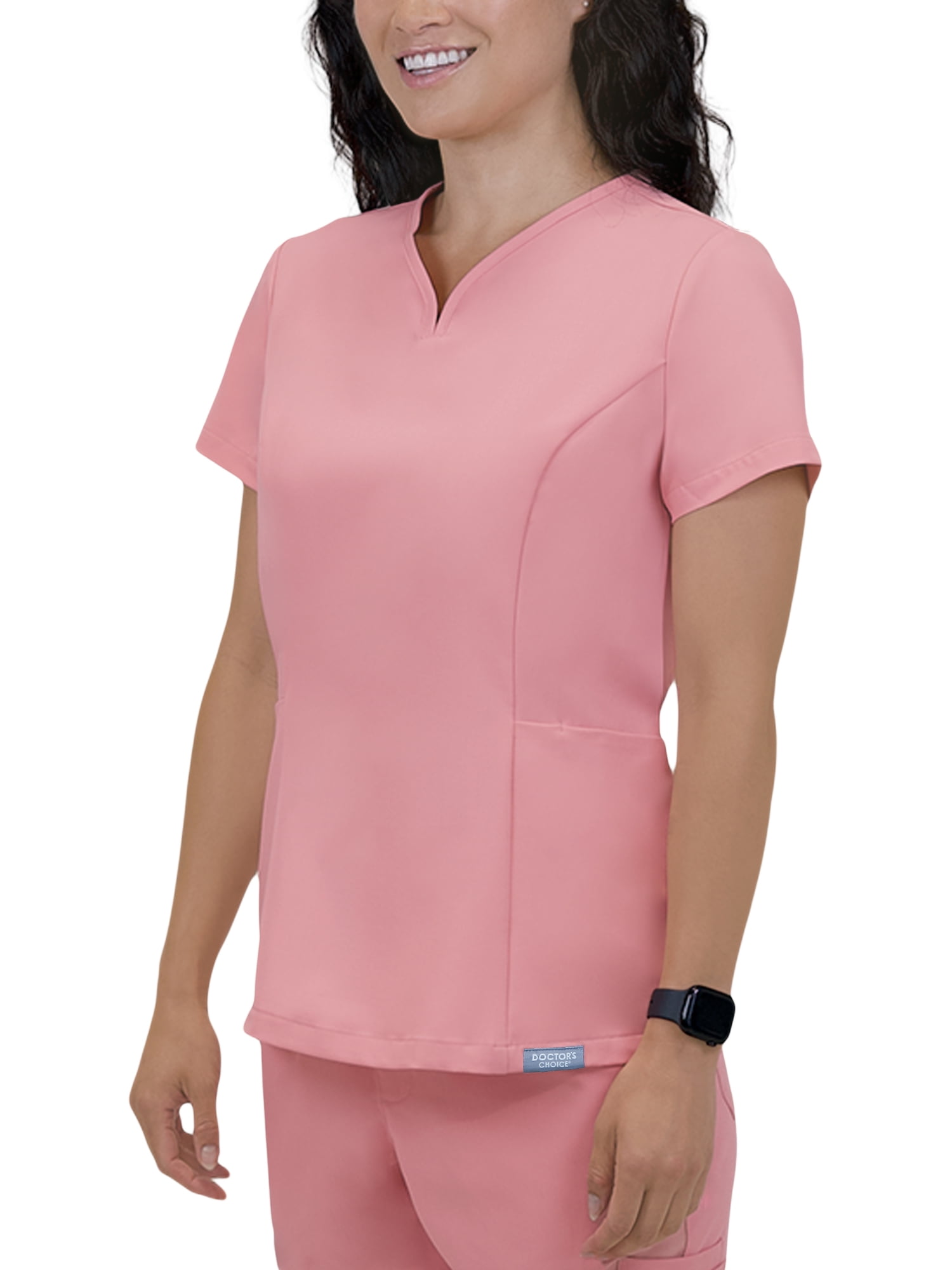 Doctor's Choice Elite -Rx Antimicrobial Fluid-Repel Women's Scrub Top, Pink S - XXXL