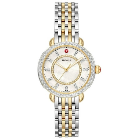 Michele Sidney Classic Two-Tone Stainless Steel Mother-of-Pearl Dial Diamonds Womens Watch MWW30B000002