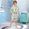 thumbnail image 5 of FORMRS Niños Bathrobe Unisex Hooded Robe Soft Plush Pajamas Sleepwear, Size 4-6T, Green Floral, 5 of 7