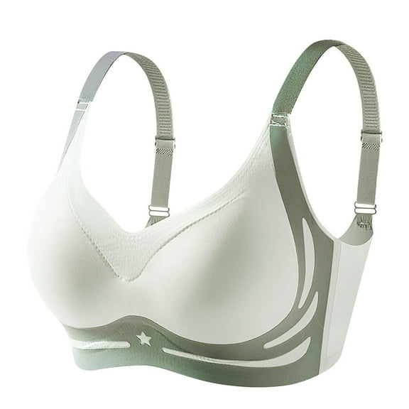 Wdfiry Women's Sports Bra Plus Size Printing Wide Strap Bras Thin Breathable Stretch Full Coverage Tshirt Underwear