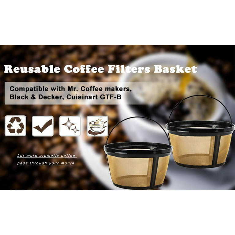 Reusable Coffee Filter Basket, 2 Pack Basket Coffee Filters 8-12 Cup  Replacement Coffee Filter for Mr. Coffee and Black & Decker Coffee Makers  and
