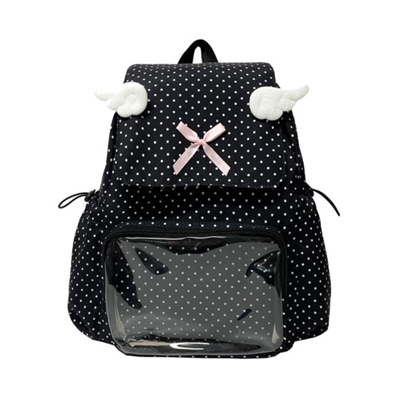 Oversized Translucent Backpack Trendy Korean Inspired Dots Tear Comfortable Carry For Work Daily Use