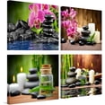 thumbnail image 2 of Spa Bathroom Decor Stone Wall Panels, Zen Wall Art for Yoga Meditation Calming and Relaxing, Bamboo Candle Phalaenopsis and Stone Pictures for Office Bedroom Living Room (12x12in, 4 Panels), 2 of 6