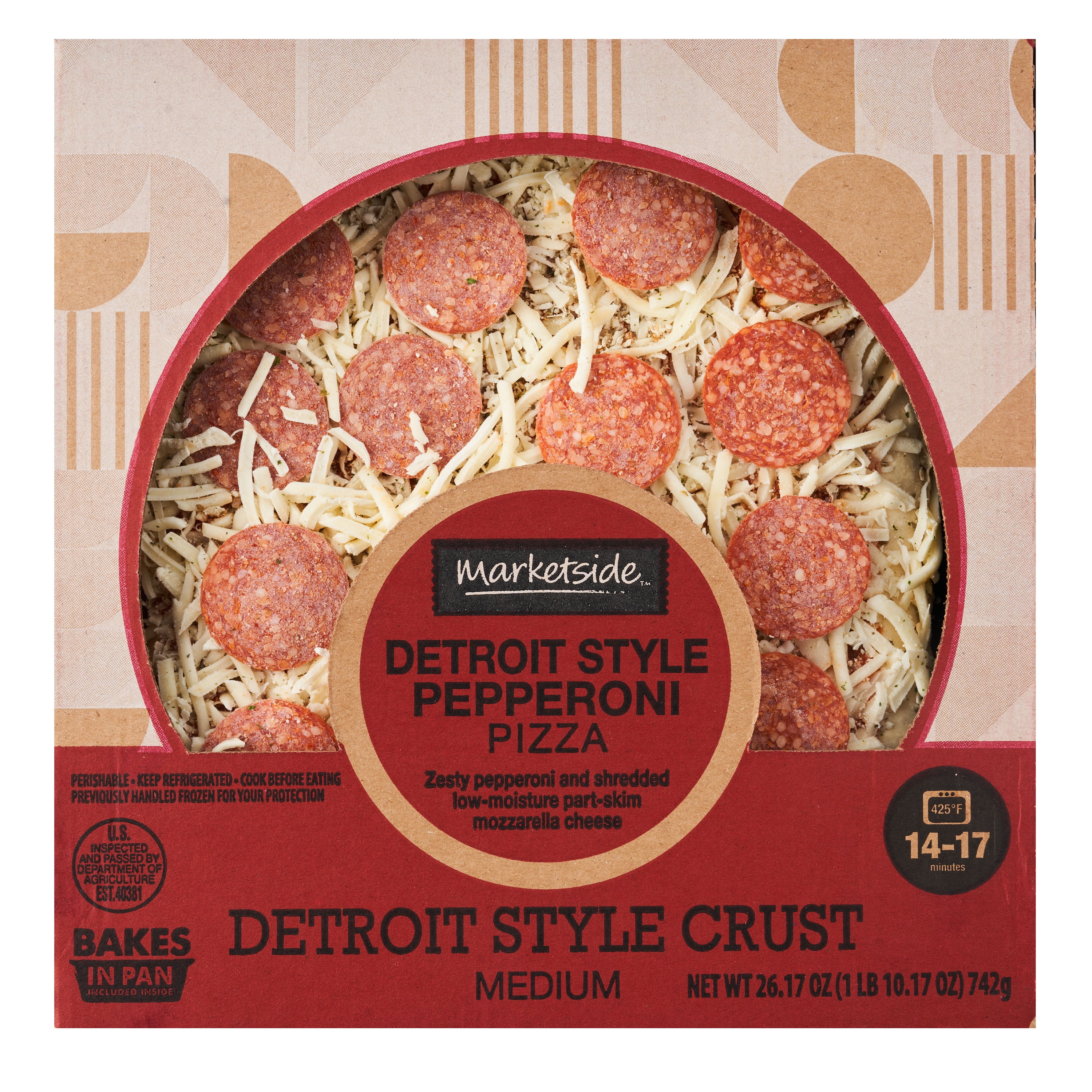 Marketside Detroit Style Pepperoni Pizza, Medium, 26.17 ...