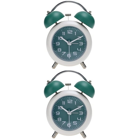 Unique Bargains 2 Pcs Old Fashioned Circle Loud Alarm Clock Green