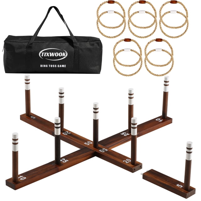 Juego de lanzamiento de anillos TIXWOOK, grande, ajustable, 81 cm, para interiores y exteriores