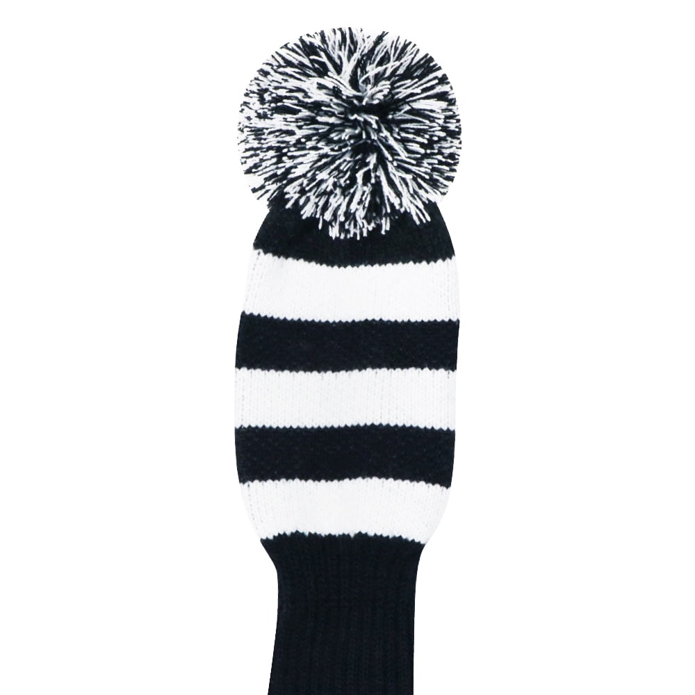 LeFeng 3Pcs Golf Club Head Covers Set Knitted Golf Head Covers for 460cc Driver Fairway Woods and Hybrid with Cute Pom Pom and Number Tag