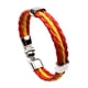 thumbnail image 3 of Pulsera de cuero triple, brazalete con bandera trenzada, estilo gótico, para aficionados al fútbol España, 3 of 5