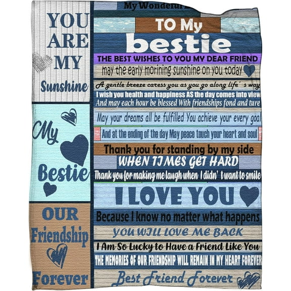 Bestie Gifts to My Bestie Blanket Best Friend Christmas Birthday Gift for Women Sister Girls Custom Long Distance Friendship Present for her Ultra Soft Throws Blankets 60 inchx50 inch